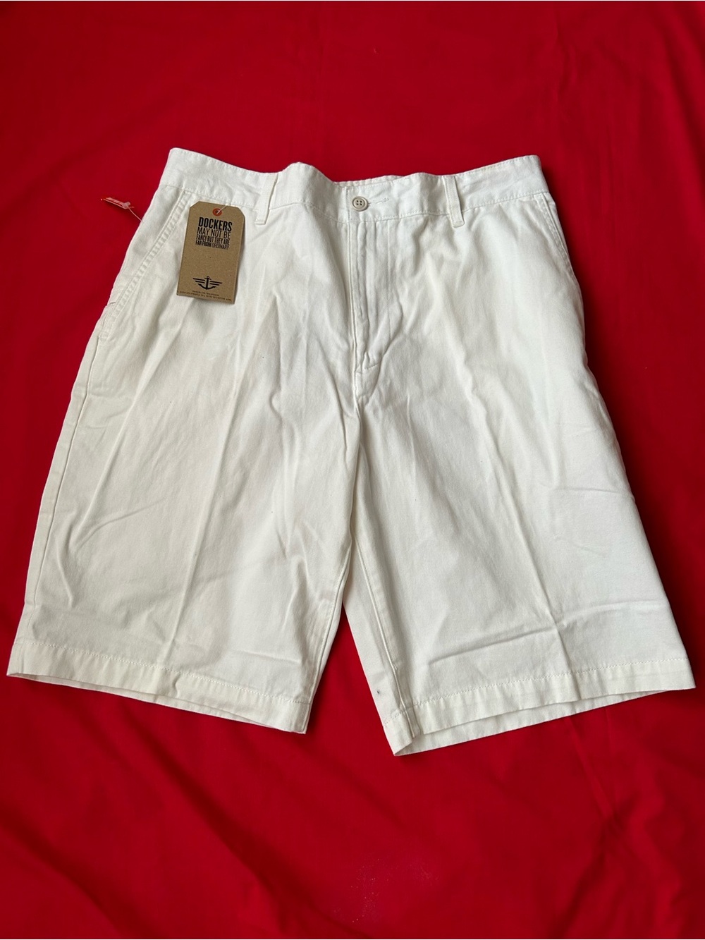 Dockers Men’s White Flat Front Chino Shorts